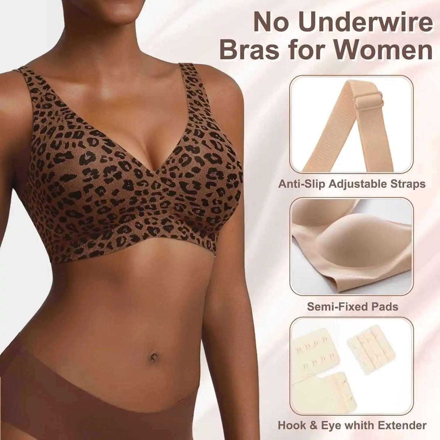 Women's Seamless Wireless Push-Up Bra – Full-Coverage Gather Support Bralette - Harmony Haven - Essentials