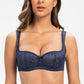 Women's Lace Balconette Bra – Lightly Padded Half-Cup Underwire Lingerie - Harmony Haven - Essentials