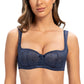 Women's Lace Balconette Bra – Lightly Padded Half-Cup Underwire Lingerie - Harmony Haven - Essentials