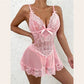 Women's Romantic Lace Babydoll Dress – Sheer Mesh Lingerie Nightwear - Harmony Haven - Essentials