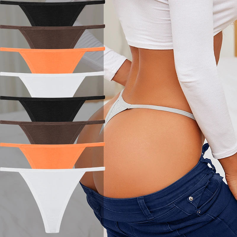 8 PCS Women’s Cotton Thong Panties – Sexy Breathable Low Rise G String Set - Harmony Haven - Essentials