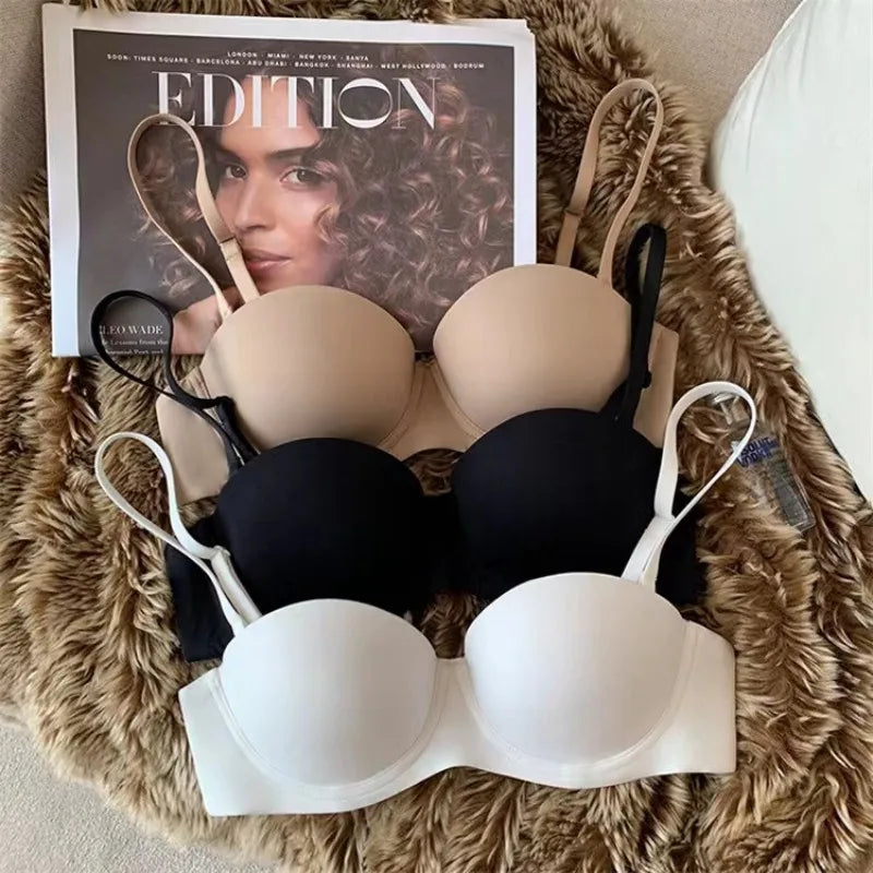 Women's Seamless Push-Up Bralette – Wireless Half-Cup Convertible Bra - Harmony Haven - Essentials