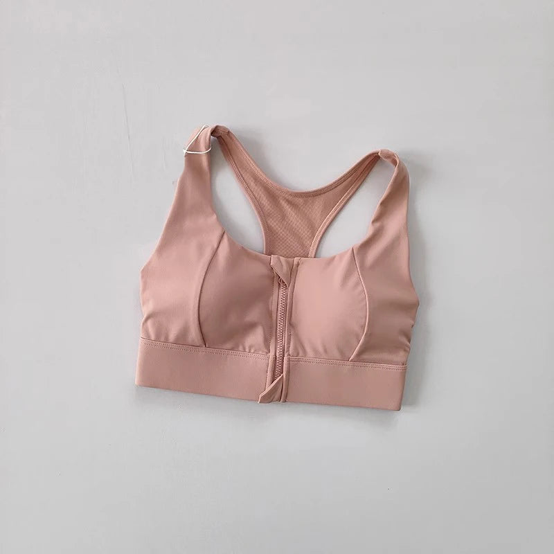 High-Impact Front-Zipper Sports Bra | Shockproof Wireless Gym & Yoga Vest - Harmony Haven - Essentials