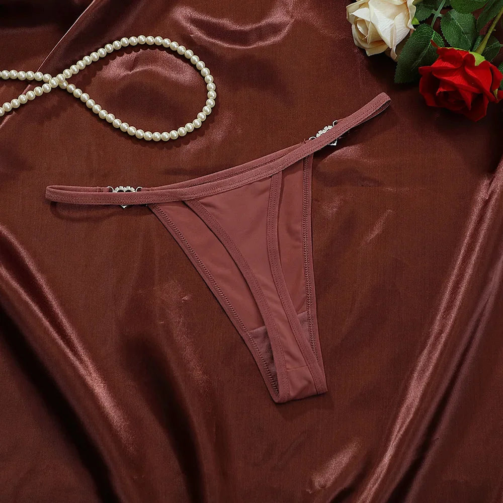 Women’s Heart Decor Thong Panties – Sexy Low Waist Lace Underwear - Harmony Haven - Essentials