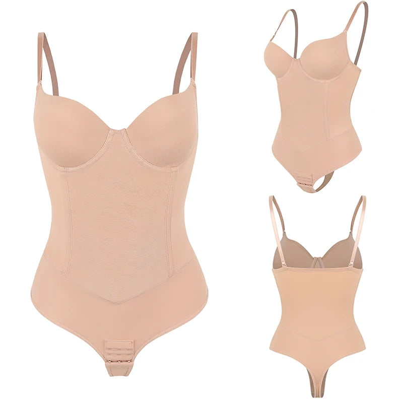 Women's Backless Tummy Control Shapewear Bodysuit – Medium Compression Hourglass Shaper - Harmony Haven - Essentials