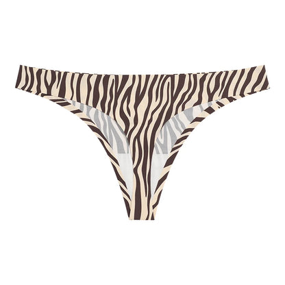 Women’s Leopard Print Seamless Thong – Low Waist Ice Silk G String Panties - Harmony Haven - Essentials