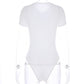 Women's Short Sleeve Cotton-Blend Bodysuit – High-Stretch Casual Bodycon Top - Harmony Haven - Essentials