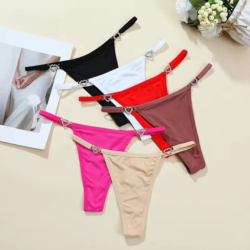 Women’s Heart Decor Thong Panties – Sexy Low Waist Lace Underwear - Harmony Haven - Essentials