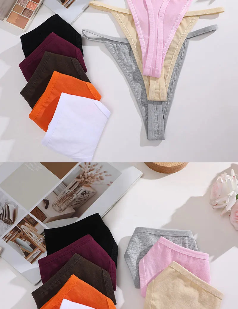8 PCS Women’s Cotton Thong Panties – Sexy Breathable Low Rise G String Set - Harmony Haven - Essentials