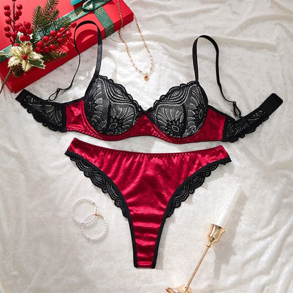 Women’s Black Lace Lingerie Set – Valentine Push Up Bra & Panty Set - Harmony Haven - Essentials
