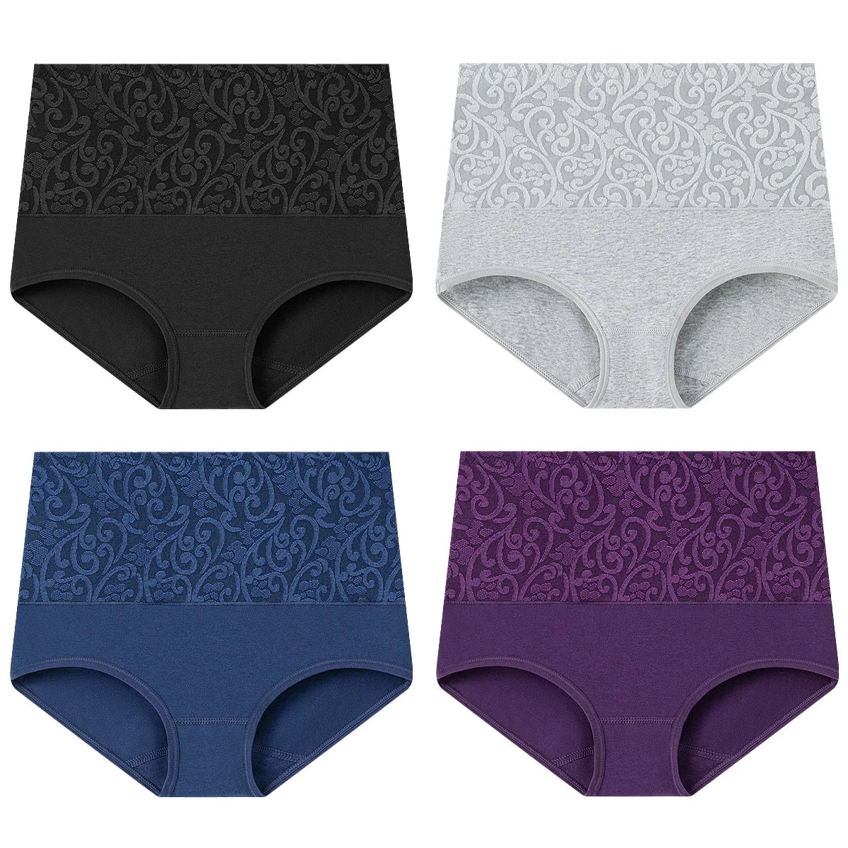 Women's Embroidered High-Waisted Cotton Briefs – Breathable Full-Coverage Everyday Underwear - Harmony Haven - Essentials
