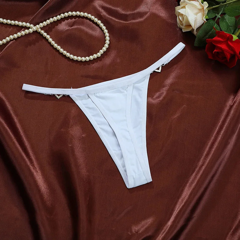 Women’s Heart Decor Thong Panties – Sexy Low Waist Lace Underwear - Harmony Haven - Essentials