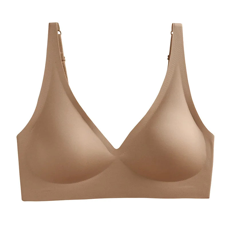 Women's Seamless Leopard Print Bra – Wireless 3/4 Cup Push-Up Bralette - Harmony Haven - Essentials