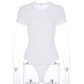 Women's Short Sleeve Cotton-Blend Bodysuit – High-Stretch Casual Bodycon Top - Harmony Haven - Essentials