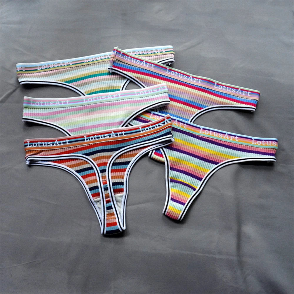 3PCS Women’s Brazilian Thong Set – Colorful Cotton Seamless G String Panties - Harmony Haven - Essentials