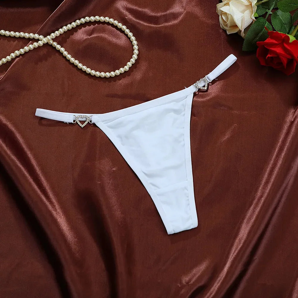 Women’s Heart Decor Thong Panties – Sexy Low Waist Lace Underwear - Harmony Haven - Essentials