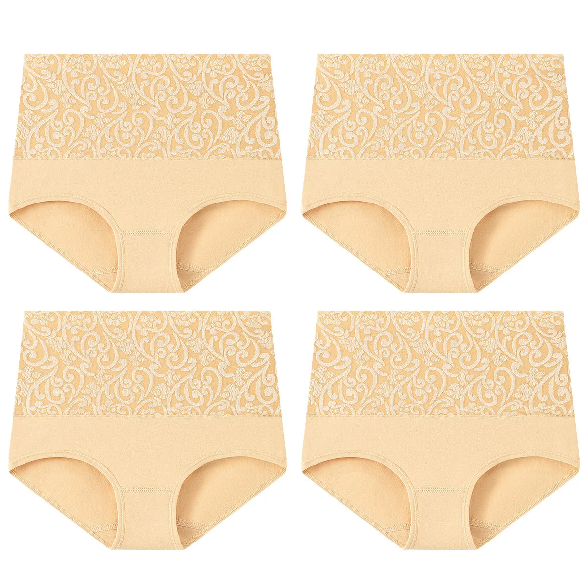 Women's Embroidered High-Waisted Cotton Briefs – Breathable Full-Coverage Everyday Underwear - Harmony Haven - Essentials