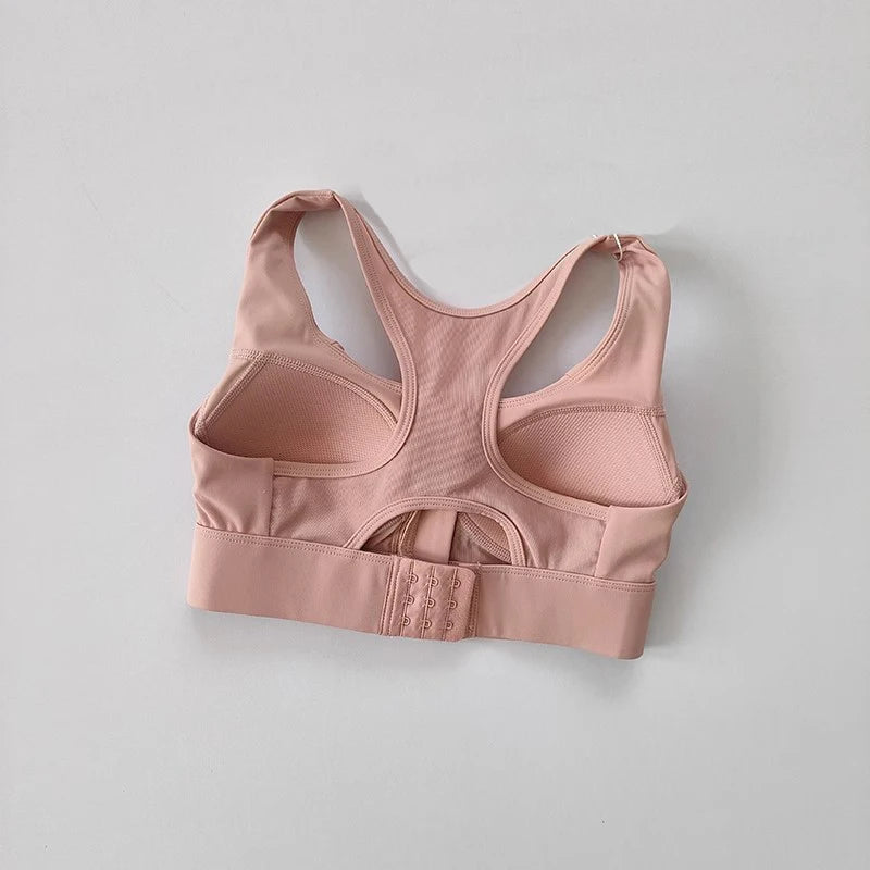 High-Impact Front-Zipper Sports Bra | Shockproof Wireless Gym & Yoga Vest - Harmony Haven - Essentials