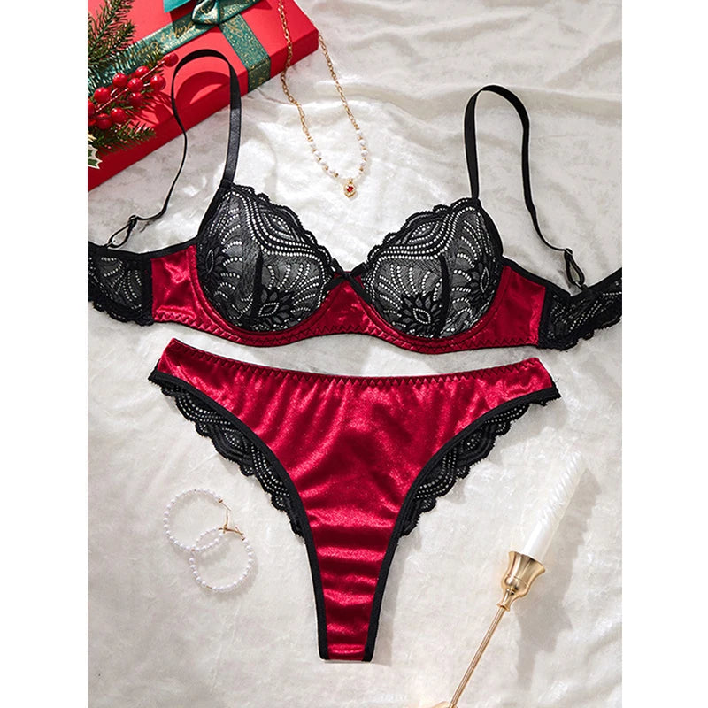 Women’s Black Lace Lingerie Set – Valentine Push Up Bra & Panty Set - Harmony Haven - Essentials