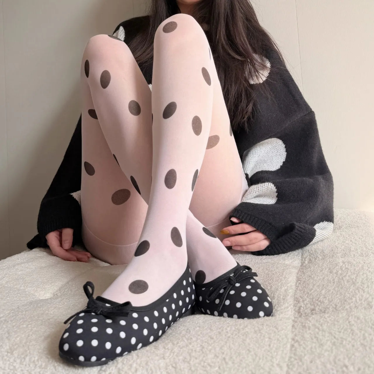 Women's Bold Polka Dot Sheer Tights – Retro Mesh Fashion Stockings - Harmony Haven - Essentials