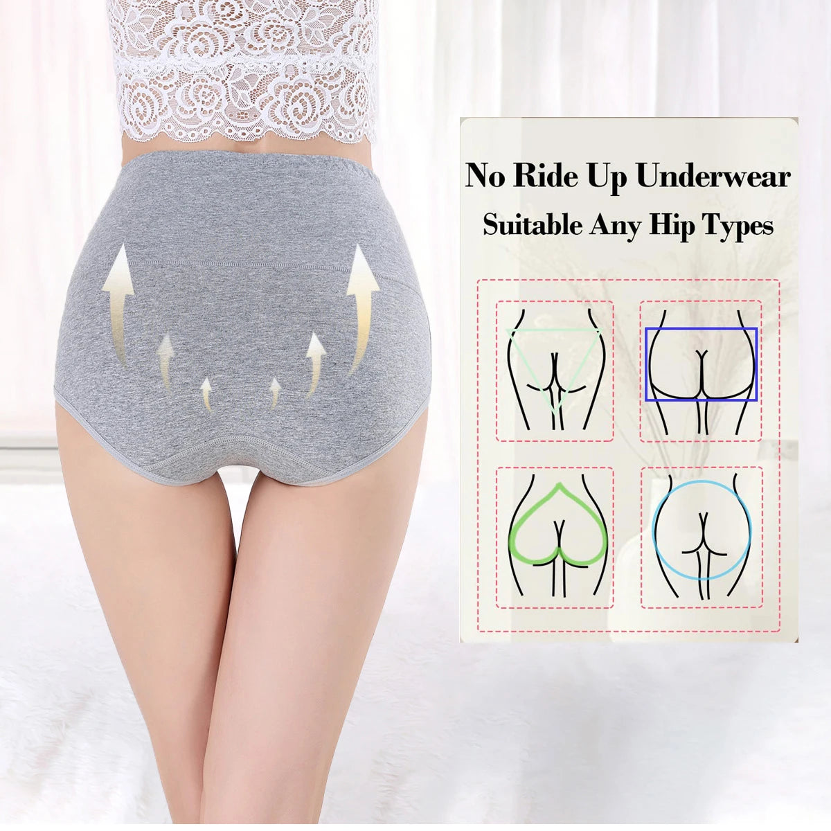 Women's Embroidered High-Waisted Cotton Briefs – Breathable Full-Coverage Everyday Underwear - Harmony Haven - Essentials