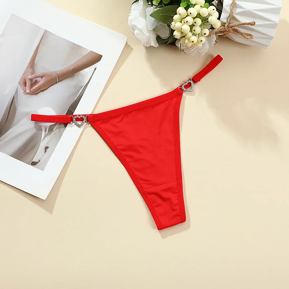 Women’s Heart Decor Thong Panties – Sexy Low Waist Lace Underwear - Harmony Haven - Essentials