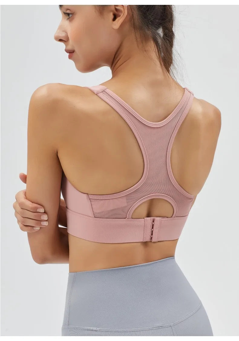 High-Impact Front-Zipper Sports Bra | Shockproof Wireless Gym & Yoga Vest - Harmony Haven - Essentials