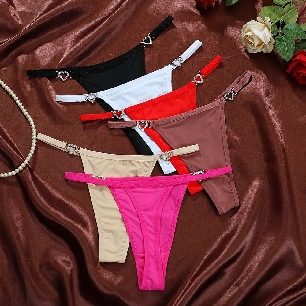 Women’s Heart Decor Thong Panties – Sexy Low Waist Lace Underwear - Harmony Haven - Essentials