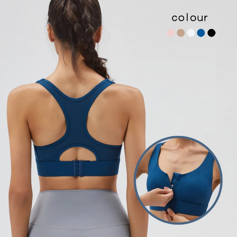 High-Impact Front-Zipper Sports Bra | Shockproof Wireless Gym & Yoga Vest - Harmony Haven - Essentials