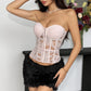 Women's Embroidered Lace Fishbone Corset Top – Strapless Backless Bustier Crop Top - Harmony Haven - Essentials