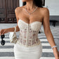 Women's Embroidered Lace Fishbone Corset Top – Strapless Backless Bustier Crop Top - Harmony Haven - Essentials