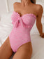 Women's Floral Print One-Piece Swimsuit – Strapless Ruffle Off-Shoulder Monokini - Harmony Haven - Essentials