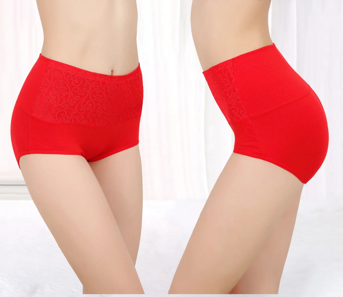 Women's Embroidered High-Waisted Cotton Briefs – Breathable Full-Coverage Everyday Underwear - Harmony Haven - Essentials