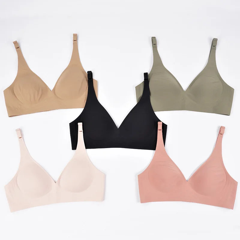 Women's Seamless Leopard Print Bra – Wireless 3/4 Cup Push-Up Bralette - Harmony Haven - Essentials