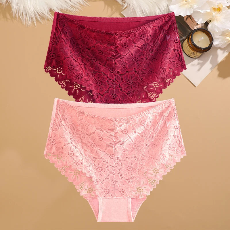 2-Piece Plus Size Lace Panties Set – Luxury Embroidery High-Rise Briefs - Harmony Haven - Essentials