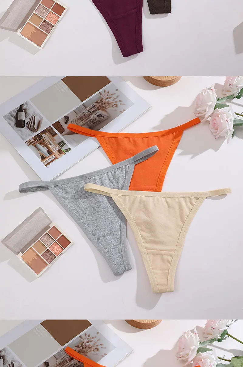 8 PCS Women’s Cotton Thong Panties – Sexy Breathable Low Rise G String Set - Harmony Haven - Essentials