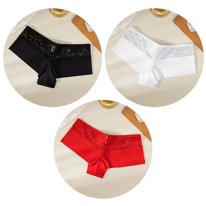 Women's Floral Lace Boyshort Briefs – 3-Piece Breathable Soft Lingerie Set - Harmony Haven - Essentials