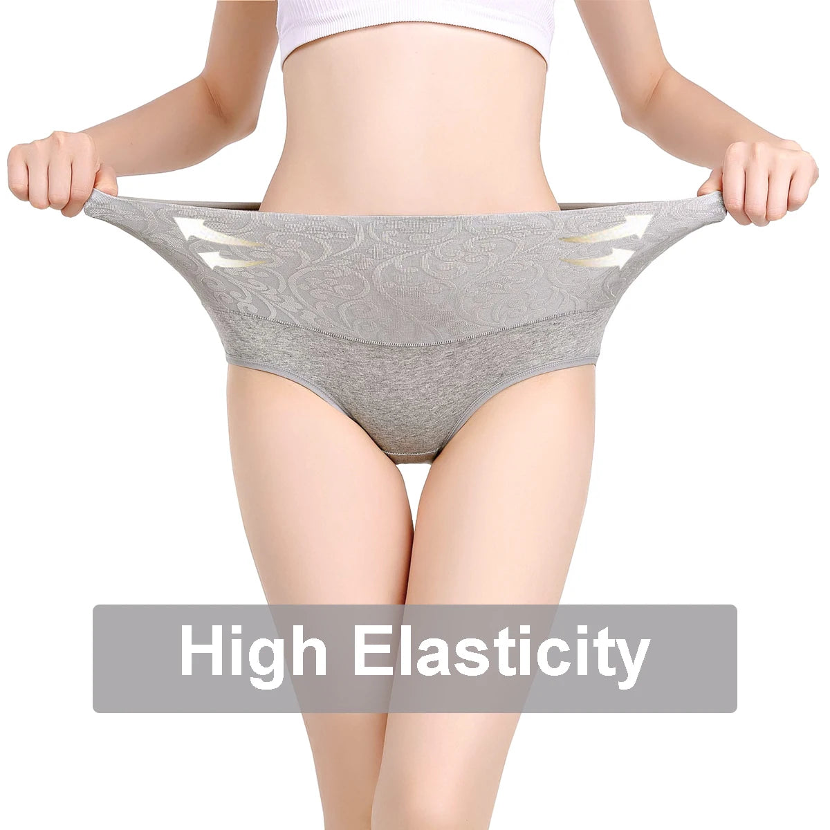Women's Embroidered High-Waisted Cotton Briefs – Breathable Full-Coverage Everyday Underwear - Harmony Haven - Essentials