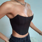 Women's Embroidered Lace Fishbone Corset Top – Strapless Backless Bustier Crop Top - Harmony Haven - Essentials
