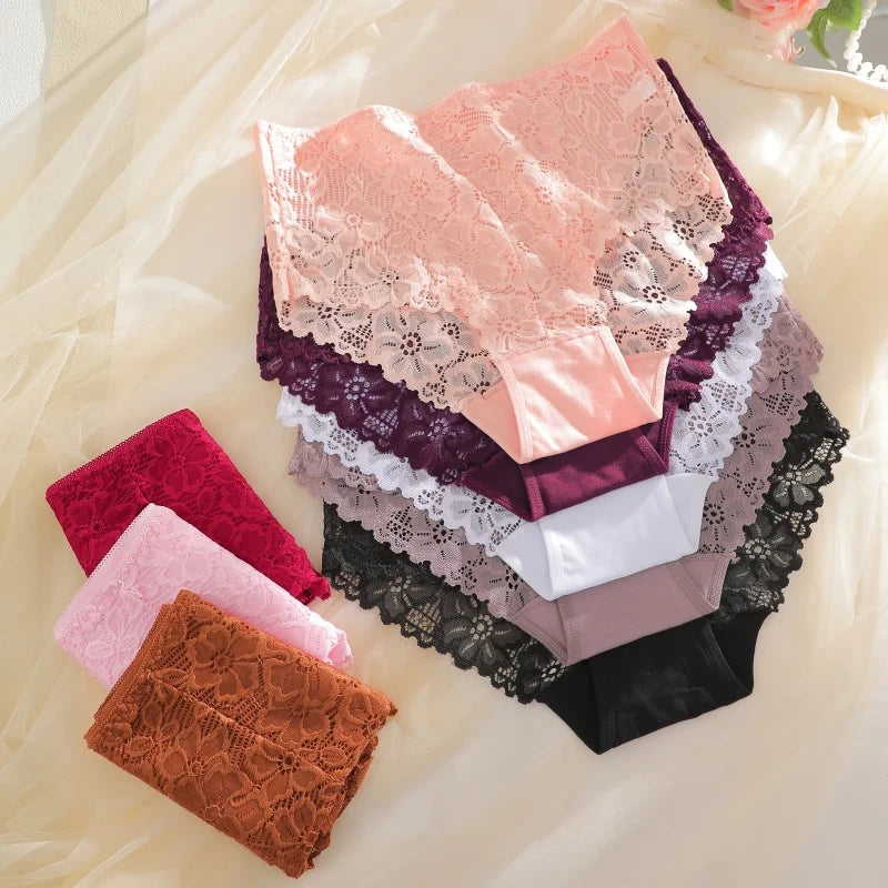 2-Piece Plus Size Lace Panties Set – Luxury Embroidery High-Rise Briefs - Harmony Haven - Essentials