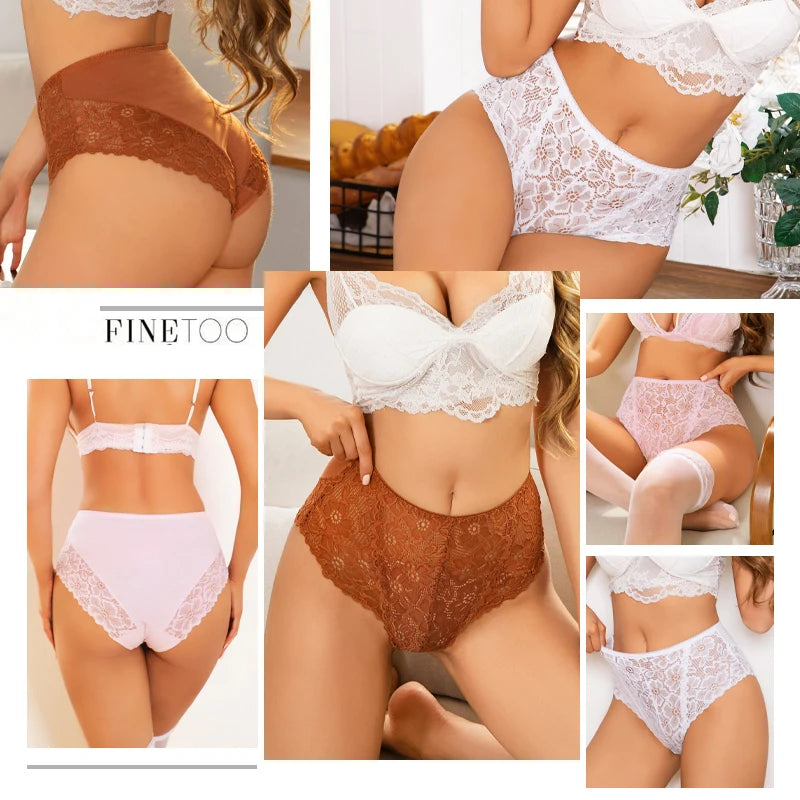 2-Piece Plus Size Lace Panties Set – Luxury Embroidery High-Rise Briefs - Harmony Haven - Essentials