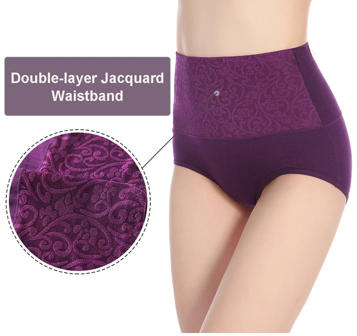 Women's Embroidered High-Waisted Cotton Briefs – Breathable Full-Coverage Everyday Underwear - Harmony Haven - Essentials