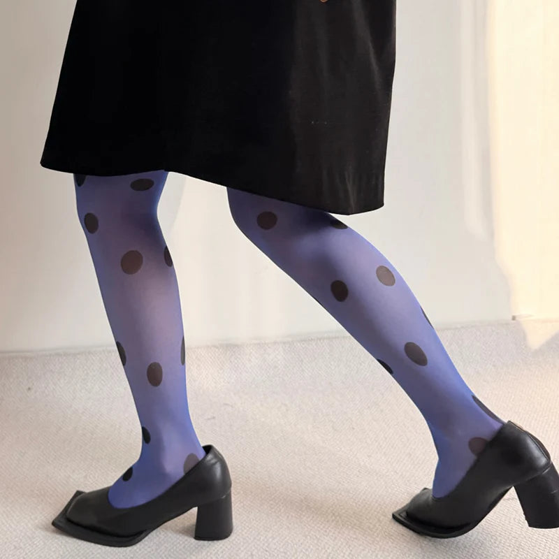 Women's Classic Polka Dot Sheer Tights – Elegant Transparent Pantyhose - Harmony Haven - Essentials