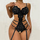 Women's Embroidered Lace Teddy Bodysuit – Deep V Sheer Intimate Babydoll - Harmony Haven - Essentials