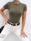 Women's Short Sleeve Cotton-Blend Bodysuit – High-Stretch Casual Bodycon Top - Harmony Haven - Essentials