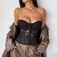 Women's Embroidered Lace Fishbone Corset Top – Strapless Backless Bustier Crop Top - Harmony Haven - Essentials