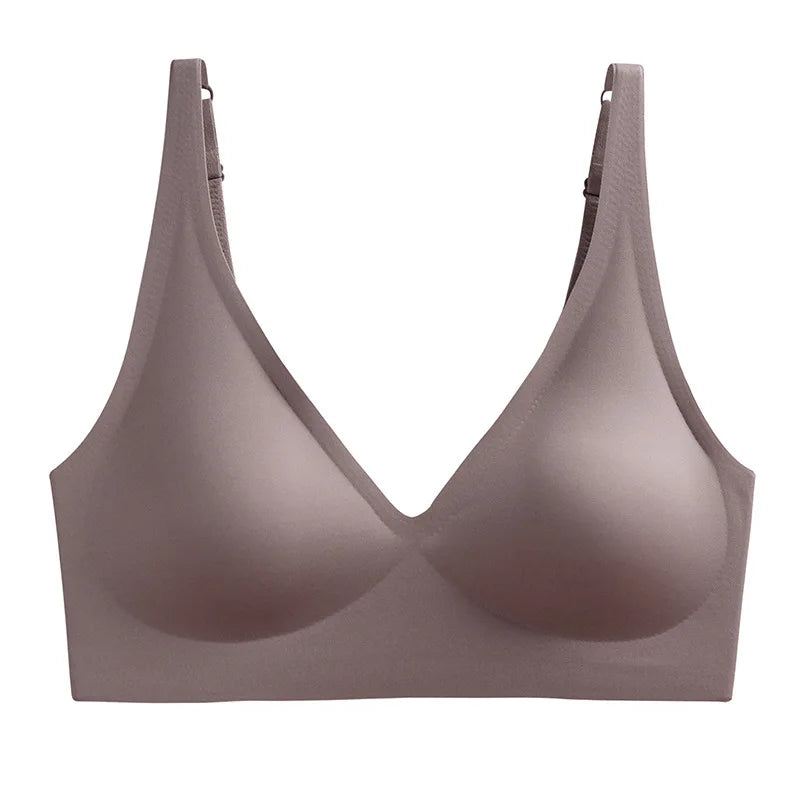 Women's Seamless Leopard Print Bra – Wireless 3/4 Cup Push-Up Bralette - Harmony Haven - Essentials