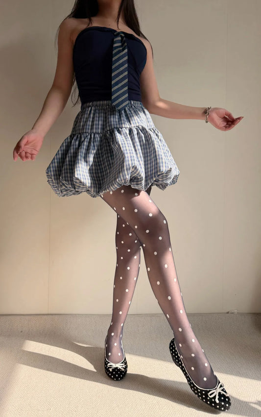 Women's Bold Polka Dot Sheer Tights – Retro Mesh Fashion Stockings - Harmony Haven - Essentials