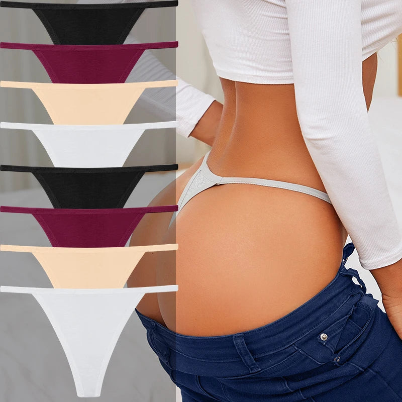 8 PCS Women’s Cotton Thong Panties – Sexy Breathable Low Rise G String Set - Harmony Haven - Essentials