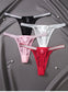 3PCS Women’s Lace G String Panties – Rhinestone Strap Sheer Floral Thongs - Harmony Haven - Essentials